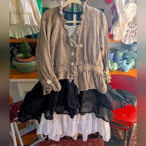 NWTO Ewa I Walla Crinckle Voile Cotton Tie Layering Vest